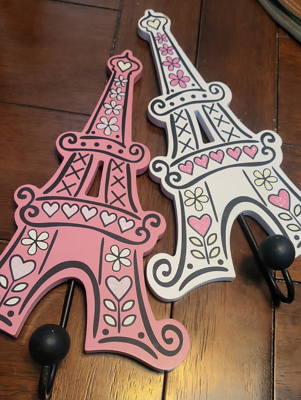 Paris Eiffel Tower Kids Wall Hook - Pink and White